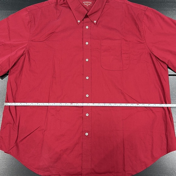 Rochester Mens Cotton Short Sleeve Red Button Up Collared Shirt - 3XB - Picture 4 of 7